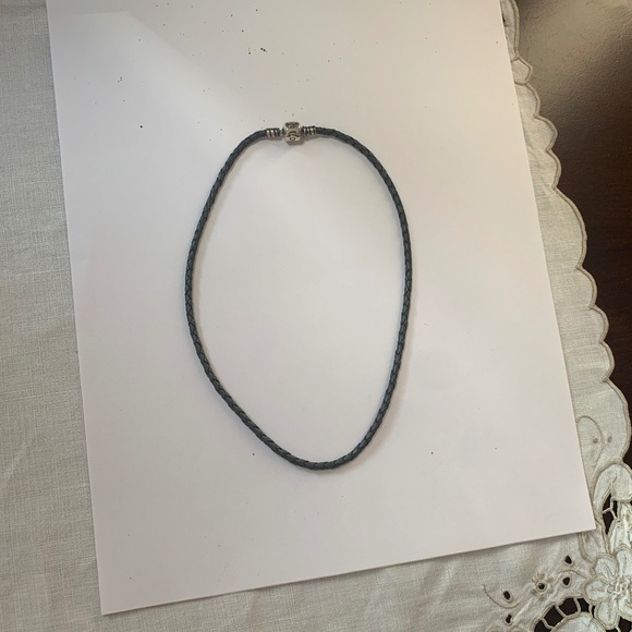 Pandora Gray Leather 16 inch Cord Necklace - Picture 1 of 2